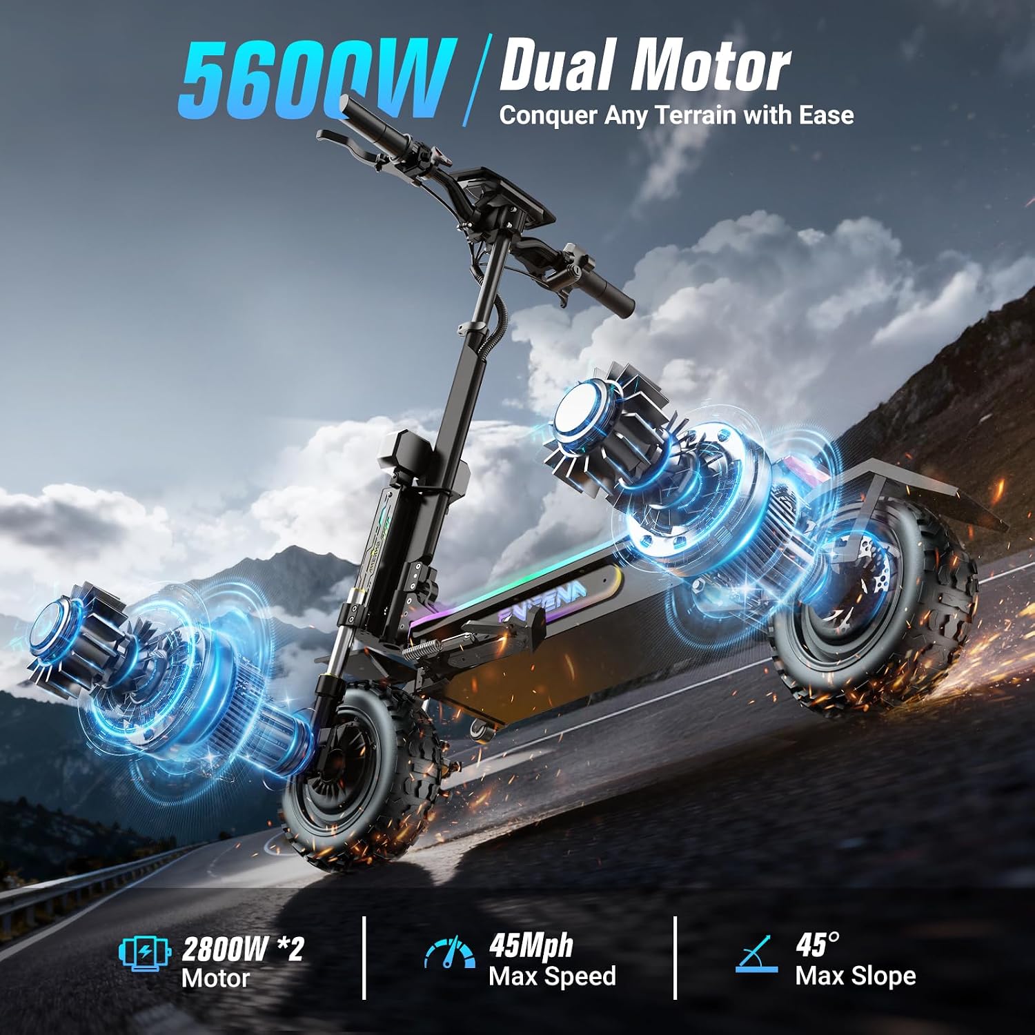 60V 5600W Dual Motor Electric Scooter - Elektroroller für Erwachsene - 5600W Doppelmotor,