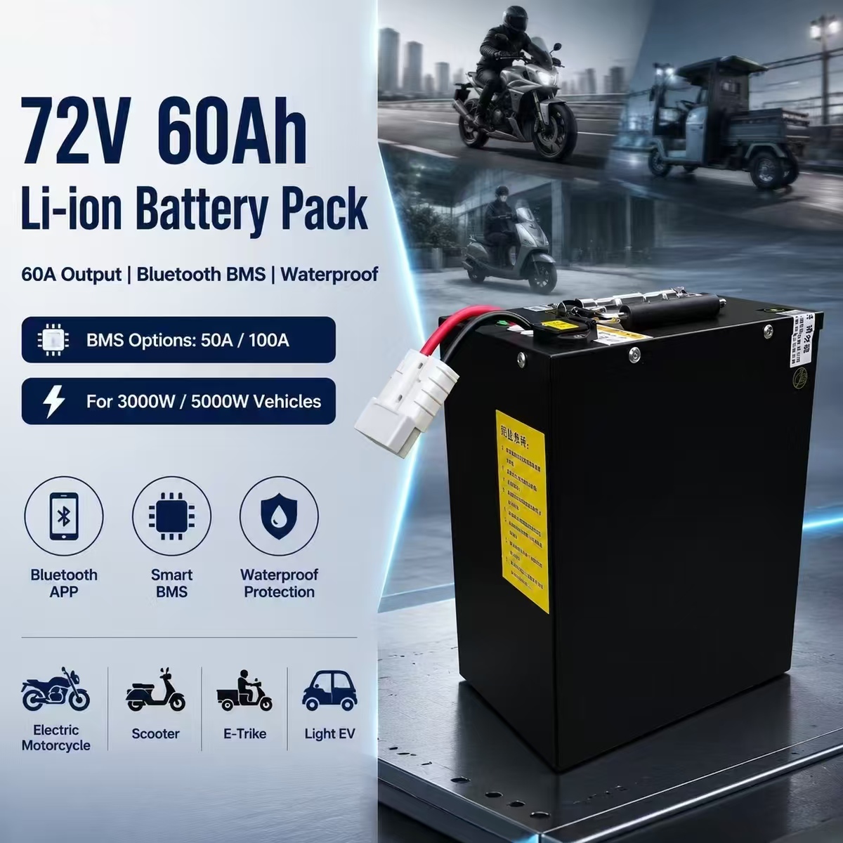 72V 60Ah 60A Li-Ionen-Lithium- – 72V 60Ah Lifepo4 Battery Pack Bewertung und Preis