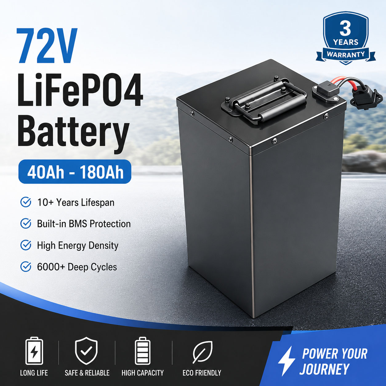 Neue Energie 72V 40Ah 60Ah 80A – 72V 60Ah Lifepo4 Battery Pack Bewertung und Preis